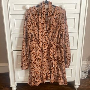 Leopard print long sleeve dress